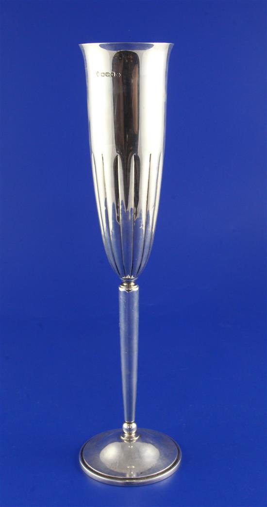 A modern demi fluted silver goblet by Asprey & Garrard, 14.5 oz.